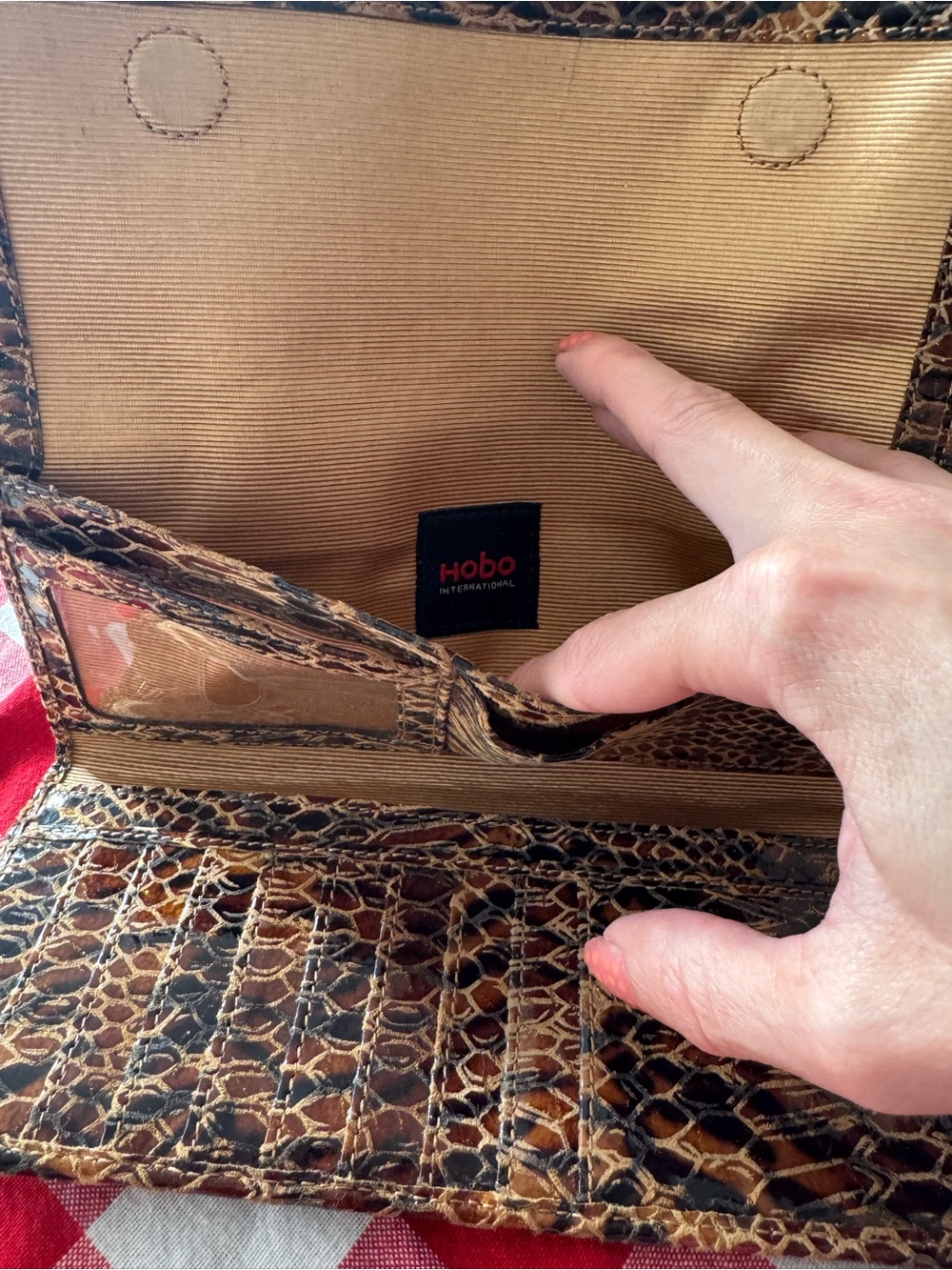HOBO Brown and Black Snakeskin-Patterned Zip Wallet - Picture 7 of 8